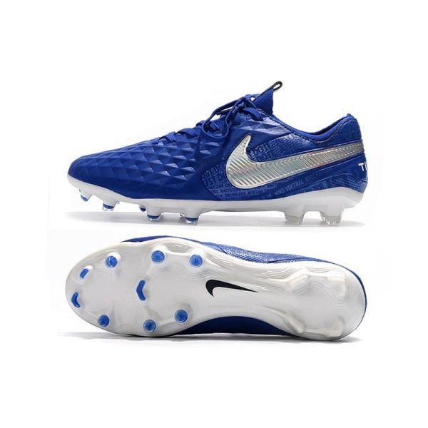 Chaussure Nike Tiempo Legend VIII Elite FG Homme - Bleu Blanc
