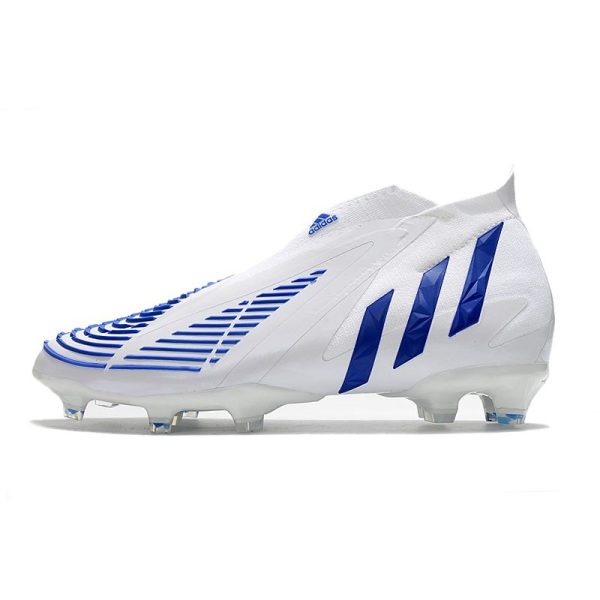 Chaussure de Football adidas Predator Edge+ FG Blanc Bleu Hi Res Blanc