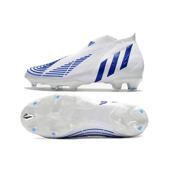 Chaussure de Football adidas Predator Edge+ FG Blanc Bleu Hi Res Blanc