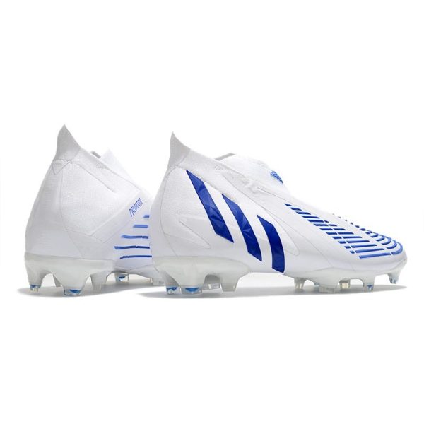 Chaussure de Football adidas Predator Edge+ FG Blanc Bleu Hi Res Blanc