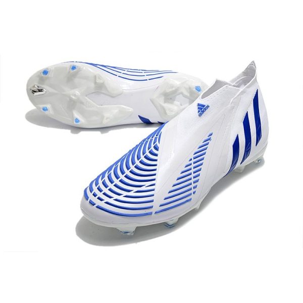 Chaussure de Football adidas Predator Edge+ FG Blanc Bleu Hi Res Blanc