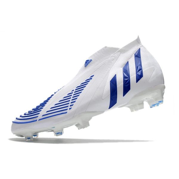 Chaussure de Football adidas Predator Edge+ FG Blanc Bleu Hi Res Blanc