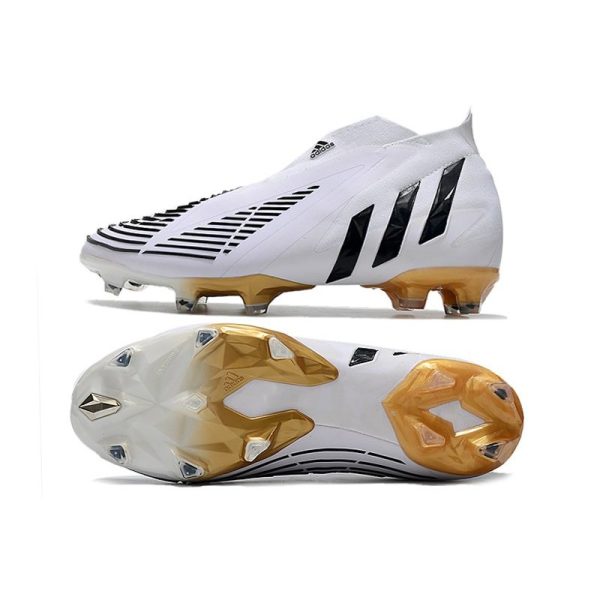 Chaussure de Football adidas Predator Edge+ FG Blanc Noir Or