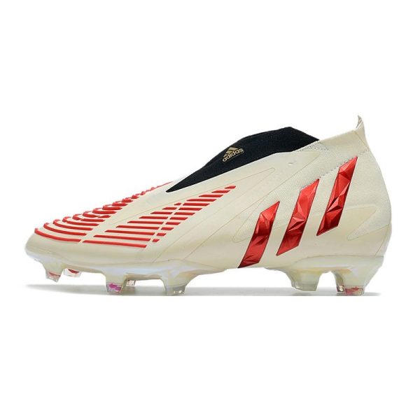 Chaussure de Football adidas Predator Edge+ FG Showdown - Blanc Rouge Doré