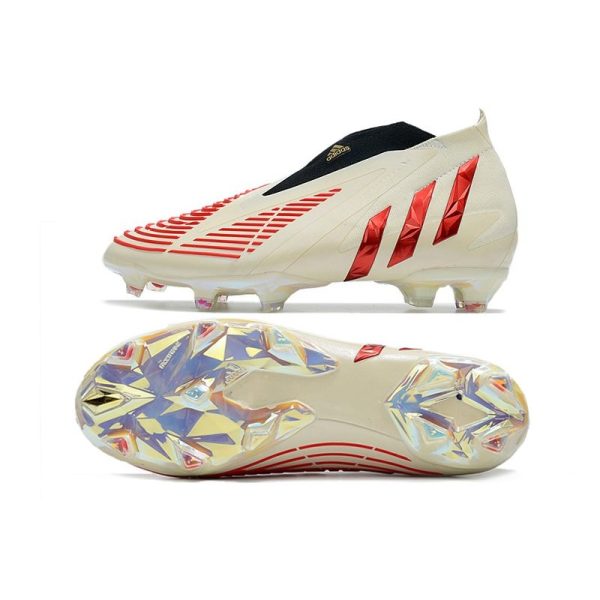 Chaussure de Football adidas Predator Edge+ FG Showdown - Blanc Rouge Doré