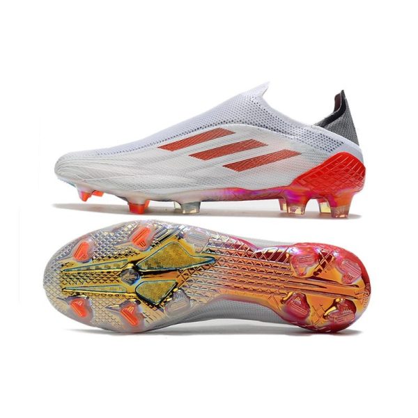 Chaussure de foot Adidas X Speedflow + FG Blanc Acier Métallique Rouge Solaire