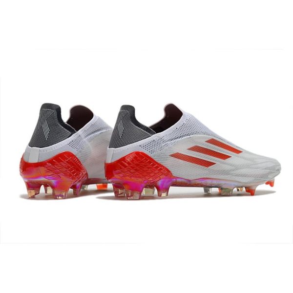 Chaussure de foot Adidas X Speedflow + FG Blanc Acier Métallique Rouge Solaire