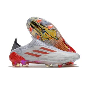 Chaussure de foot Adidas X Speedflow + FG Blanc Acier Métallique Rouge Solaire