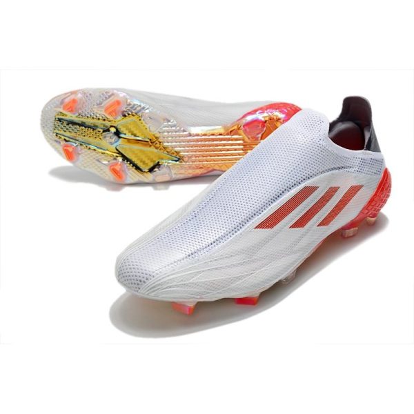 Chaussure de foot Adidas X Speedflow + FG Blanc Acier Métallique Rouge Solaire