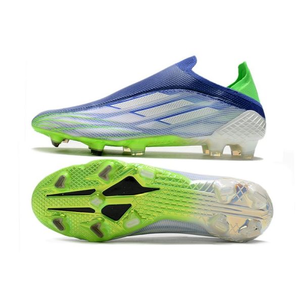 Chaussure de foot Adidas X Speedflow + FG Blanc Bleu Vert