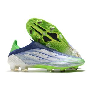 Chaussure de foot Adidas X Speedflow + FG Blanc Bleu Vert