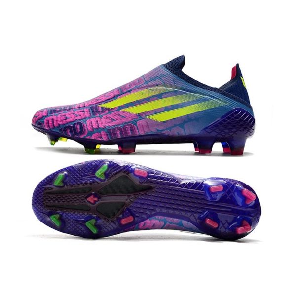 Chaussure de foot Adidas X Speedflow + FG Bleu Victoire Rose Choc Jaune Solaire