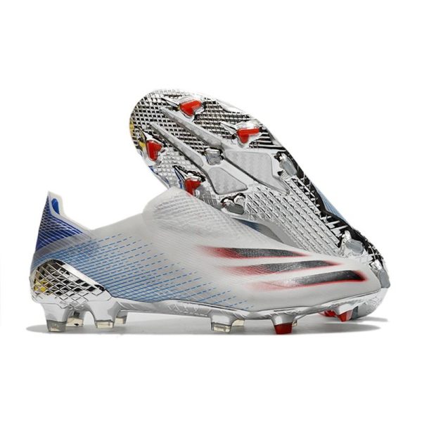 Chaussure de foot adidas X Ghosted + FG Argent Métallique Noir Foncé Ecarlate