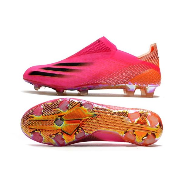 Chaussure de foot adidas X Ghosted + FG Rose Choc Noir Orange