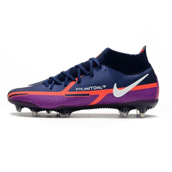 Chaussures Nike Phantom GT2 Elite DF FG Bleu Marine Blanc Violet