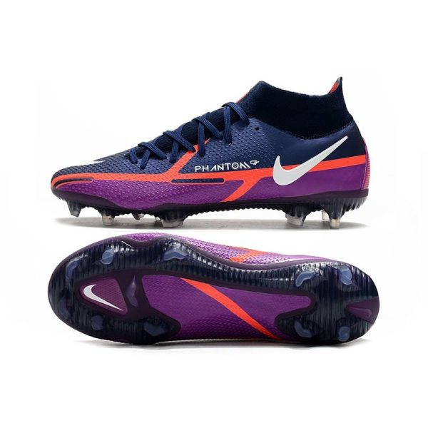 Chaussures Nike Phantom GT2 Elite DF FG Bleu Marine Blanc Violet