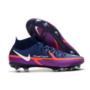 Chaussures Nike Phantom GT2 Elite DF FG Bleu Marine Blanc Violet