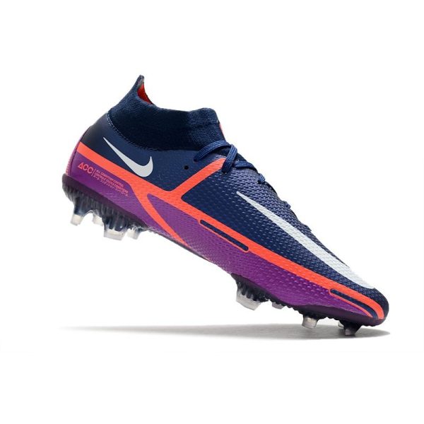 Chaussures Nike Phantom GT2 Elite DF FG Bleu Marine Blanc Violet