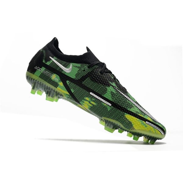 Crampon Nike Phantom GT2 Elite FG Noir Platine Métallique Vert Strike