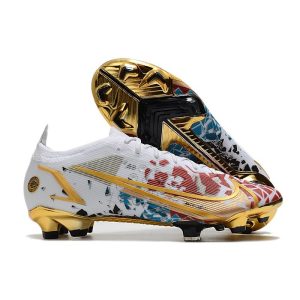 Crampons de football Nike Mercurial Vapor 14 Elite FG Neuf Blanc Rouge Or