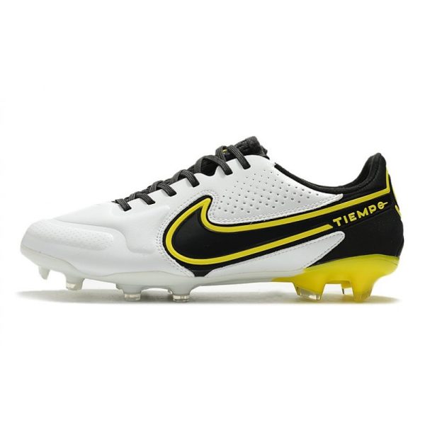 Nike Tiempo Legend 9 Elite Terrain sec Blanc Gris Foncé Noir Jaune Strike