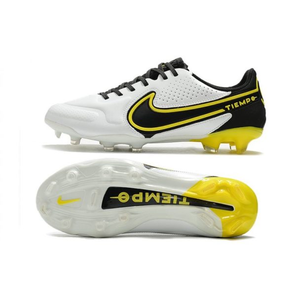 Nike Tiempo Legend 9 Elite Terrain sec Blanc Gris Foncé Noir Jaune Strike