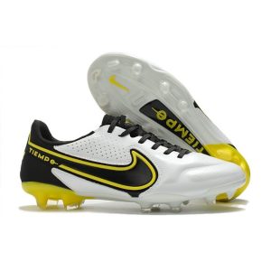 Nike Tiempo Legend 9 Elite Terrain sec Blanc Gris Foncé Noir Jaune Strike