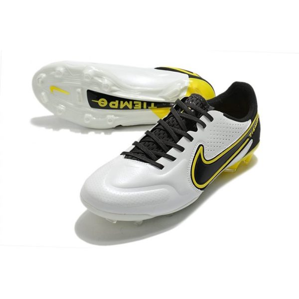 Nike Tiempo Legend 9 Elite Terrain sec Blanc Gris Foncé Noir Jaune Strike