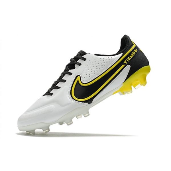 Nike Tiempo Legend 9 Elite Terrain sec Blanc Gris Foncé Noir Jaune Strike