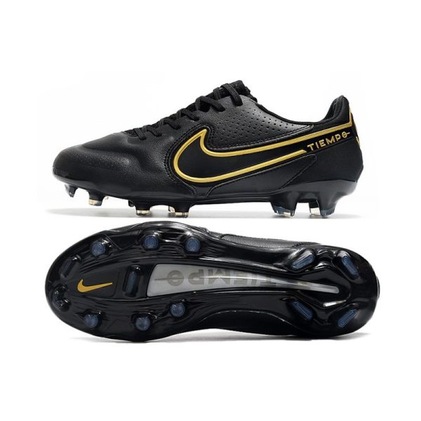 Nike Tiempo Legend 9 Elite Terrain sec Noir Gris Foncé Métallique Anthracite