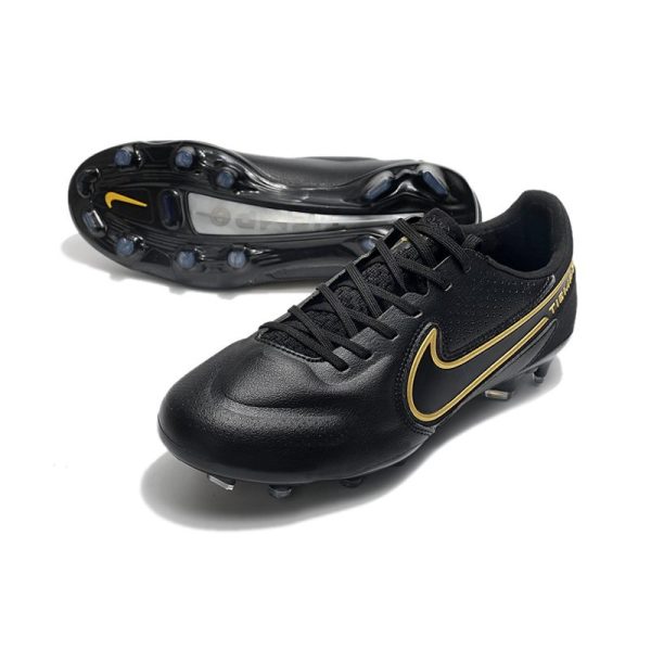 Nike Tiempo Legend 9 Elite Terrain sec Noir Gris Foncé Métallique Anthracite