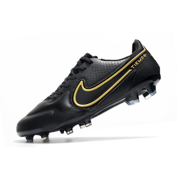 Nike Tiempo Legend 9 Elite Terrain sec Noir Gris Foncé Métallique Anthracite