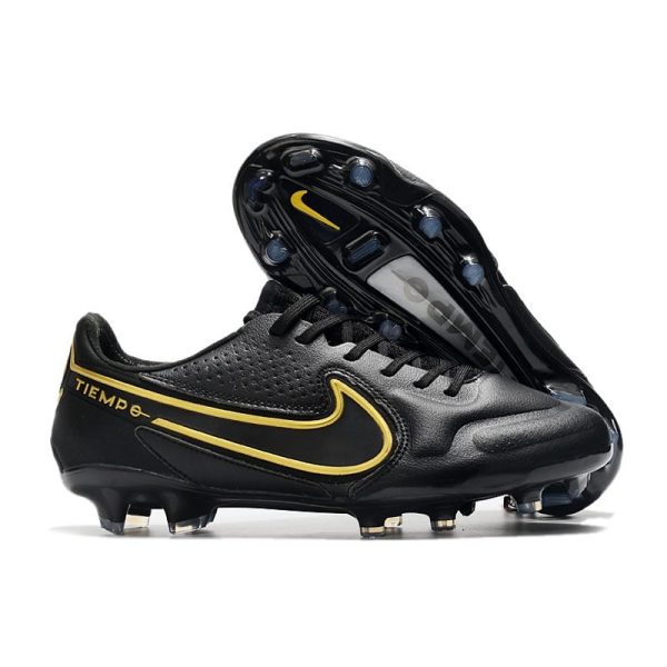 Nike Tiempo Legend 9 Elite Terrain sec Noir Gris Foncé Métallique Anthracite