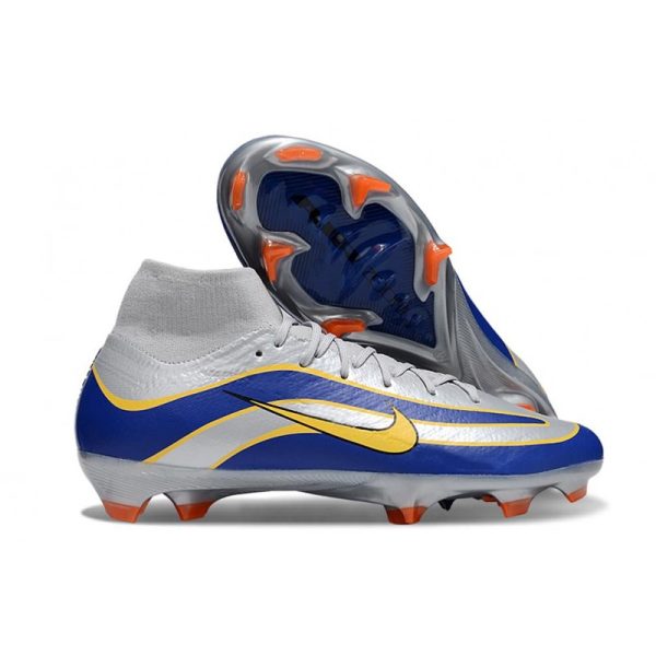 Chaussure Nike Zoom Mercurial Superfly 10 Elite FG Argent Bleu Jaune