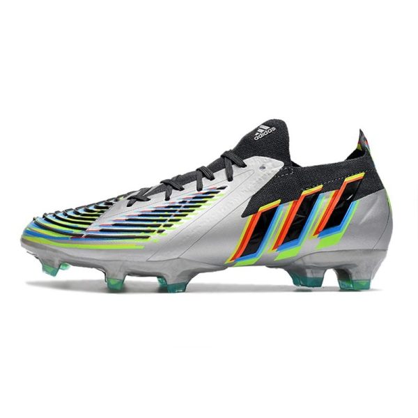 adidas Predator Edge.1 L FG Crampons Argent Métallique Noir Jaune Solaire