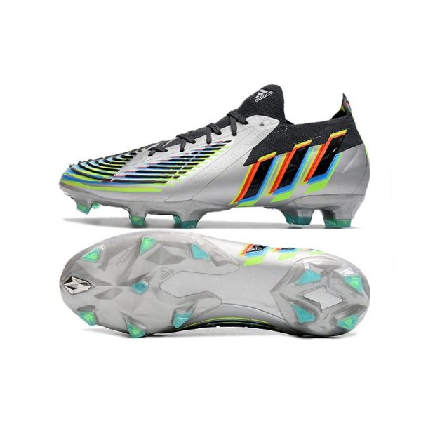 adidas Predator Edge.1 L FG Crampons Argent Métallique Noir Jaune Solaire