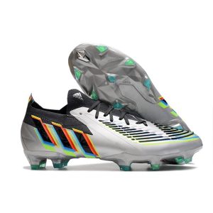 adidas Predator Edge.1 L FG Crampons Argent Métallique Noir Jaune Solaire
