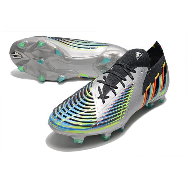 adidas Predator Edge.1 L FG Crampons Argent Métallique Noir Jaune Solaire