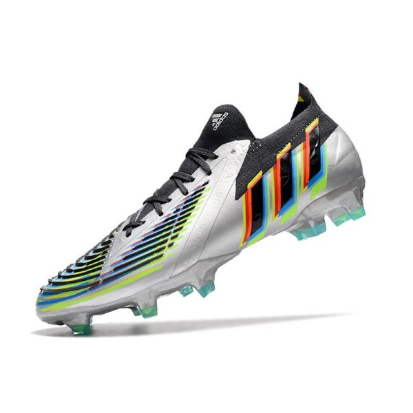adidas Predator Edge.1 L FG Crampons Argent Métallique Noir Jaune Solaire