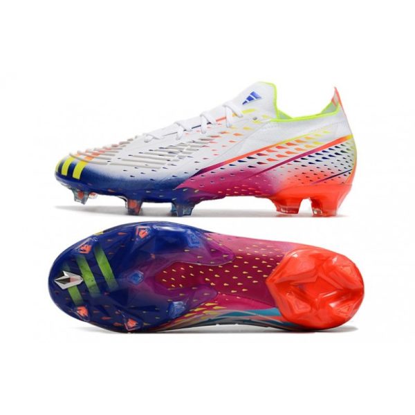 adidas Predator Edge.1 L FG Crampons Blanc Jaune Solaire Bleu Power