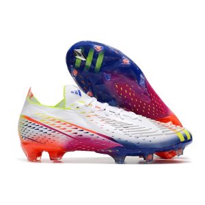 adidas Predator Edge.1 L FG Crampons Blanc Jaune Solaire Bleu Power