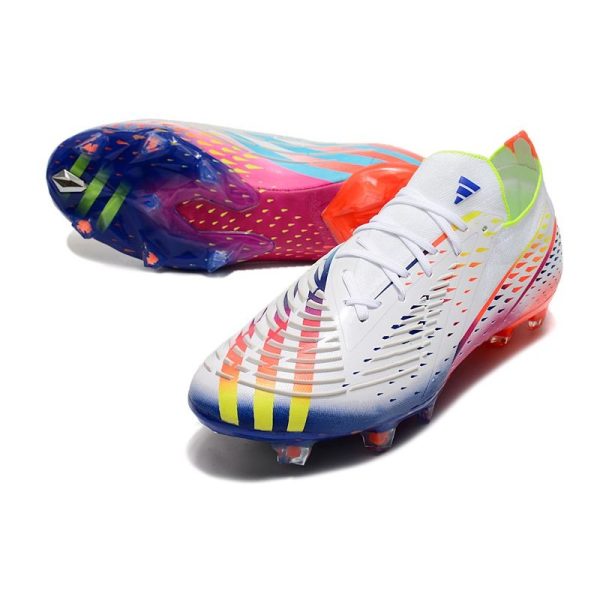 adidas Predator Edge.1 L FG Crampons Blanc Jaune Solaire Bleu Power