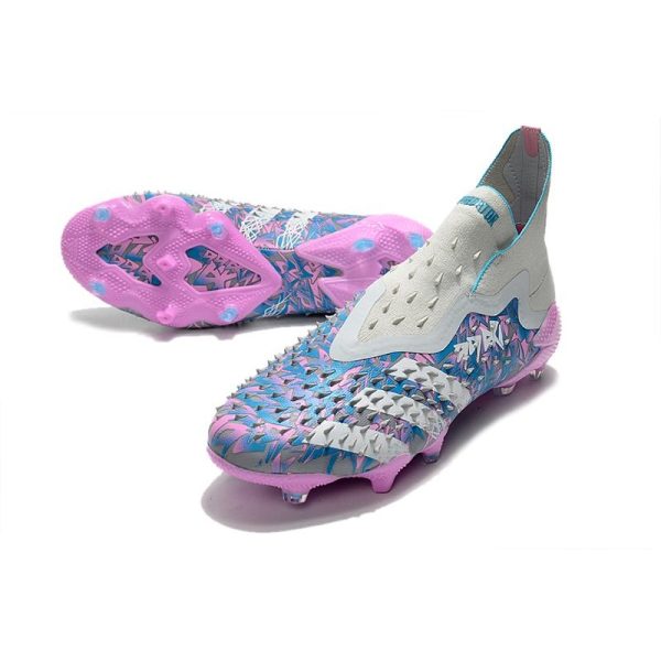 adidas Predator Freak + FG Crampons de Football Argent Gris Rose