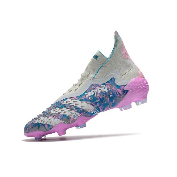 adidas Predator Freak + FG Crampons de Football Argent Gris Rose