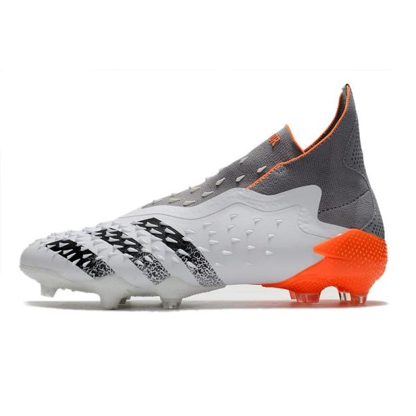 adidas Predator Freak + FG Crampons de Football Blanc Acier Métallique Rouge Solaire