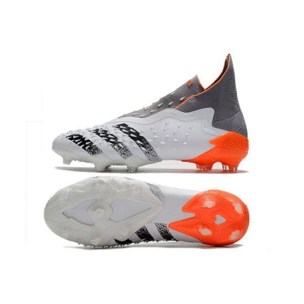 adidas Predator Freak + FG Crampons de Football Blanc Acier Métallique Rouge Solaire