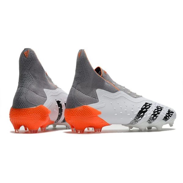 adidas Predator Freak + FG Crampons de Football Blanc Acier Métallique Rouge Solaire