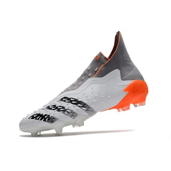 adidas Predator Freak + FG Crampons de Football Blanc Acier Métallique Rouge Solaire