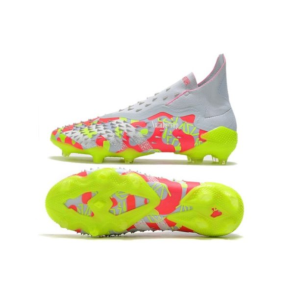 adidas Predator Freak + FG Crampons de Football Blanc Jaune Rose