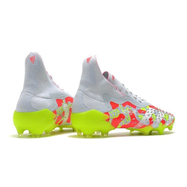 adidas Predator Freak + FG Crampons de Football Blanc Jaune Rose